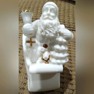 Lenox Porcelain Santa on Sleigh White and Gold Trim